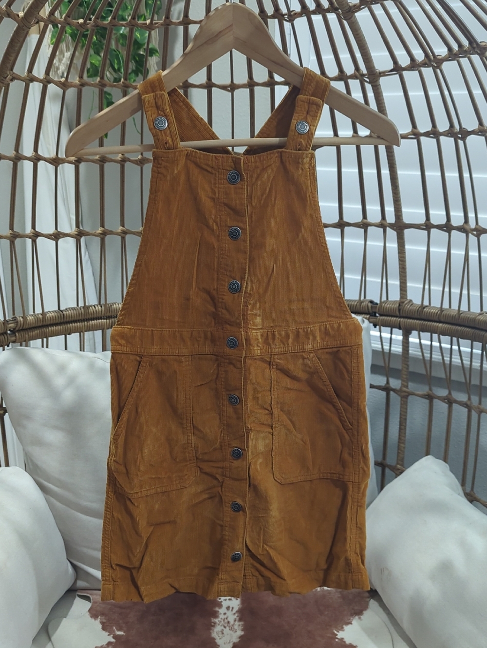 Old Navy Corduroy Overall Dress in Mustard Yellow